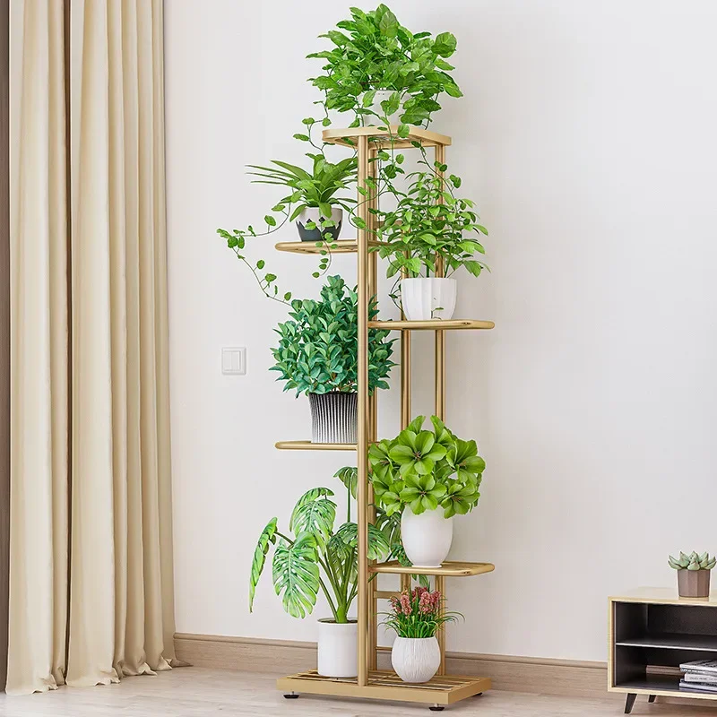 Home Balcony Storage Rack Wrought Iron Multi-layer Floor Flower Pot Rack Modern Minimalist Flower Stand Outdoor Flower Stands