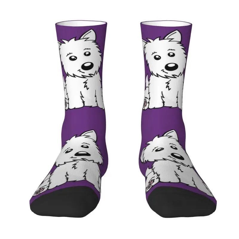 

Novelty Print Cute Cartoon Westie Dog Socks for Men Women Stretch Summer Autumn Winter West Highland White Terrier Crew Socks