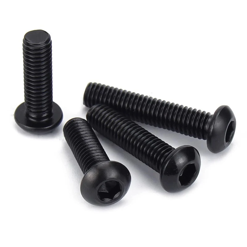 M2 M2.5 M3 M4 M5 M6 M8 Black Galvanized 304 Stainless Steel Hexagon Hex Socket Button Head Bolts Round Head Screw