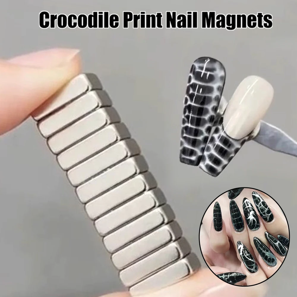 Magnetic Nail Art Tools 12Pcs Nail Cat Eye Strong Effect Magnet Nail Crocodile Texture Magnetic Stick UV Gel Polish Cat Eye Gradient Rod Manicure Bar