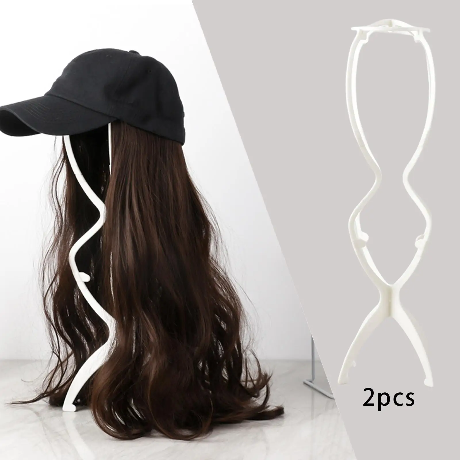 2x Wig Stand Foldable Hats Modern Wigs Hanger Tabletop for Salon Travel Hairdresser