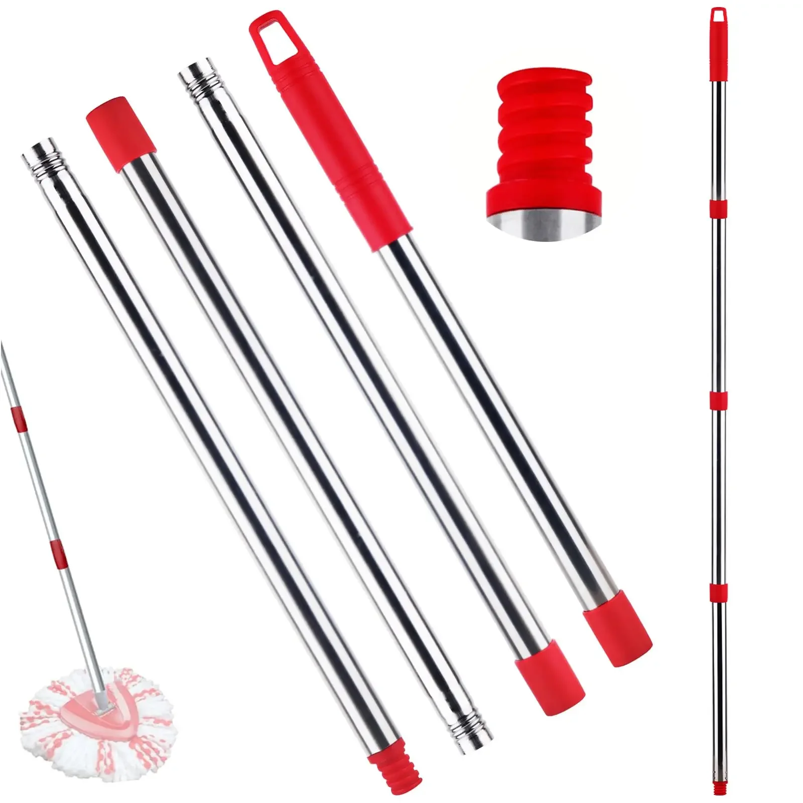 Mop Replacement Handle Compatible with Ocedar/Vileda Turbo Mop Head Replacement Heads, Mop Handle for EasyWring Mop 1