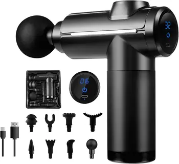 Massage Gun Deep Tissue Muscle Percussion Massager, 32 Speeds with LCD Touch Screen 8 Heads Shoulder Body Neck Back Relaxation 1