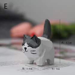 Artisanal Wooden Kitten Ornaments - Creative Desk Decor Craft (E)