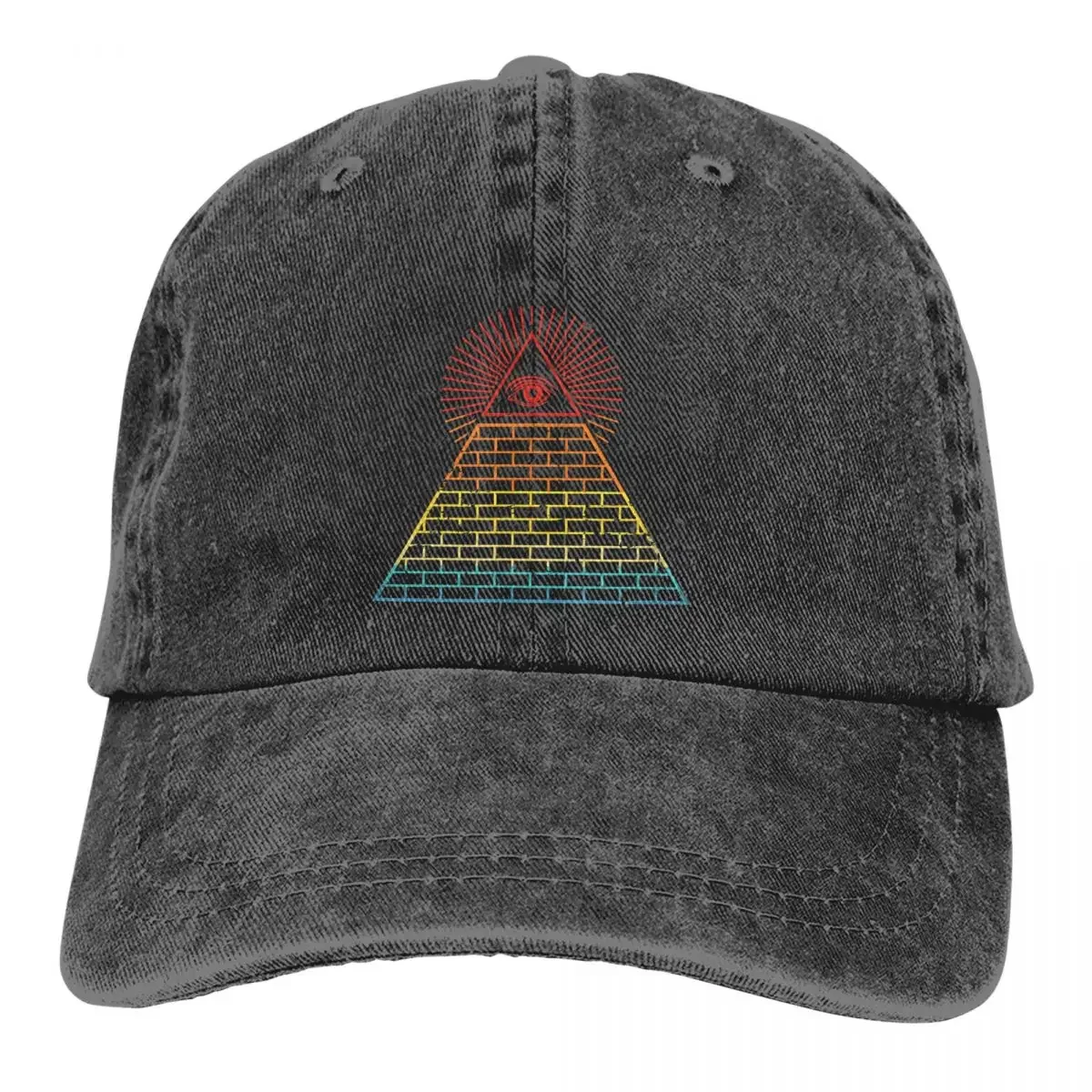 

Washed Men's Baseball Cap Pyramid Retro Trucker Snapback Cowboy Caps Dad Hat Eye Illuminati Golf Hats