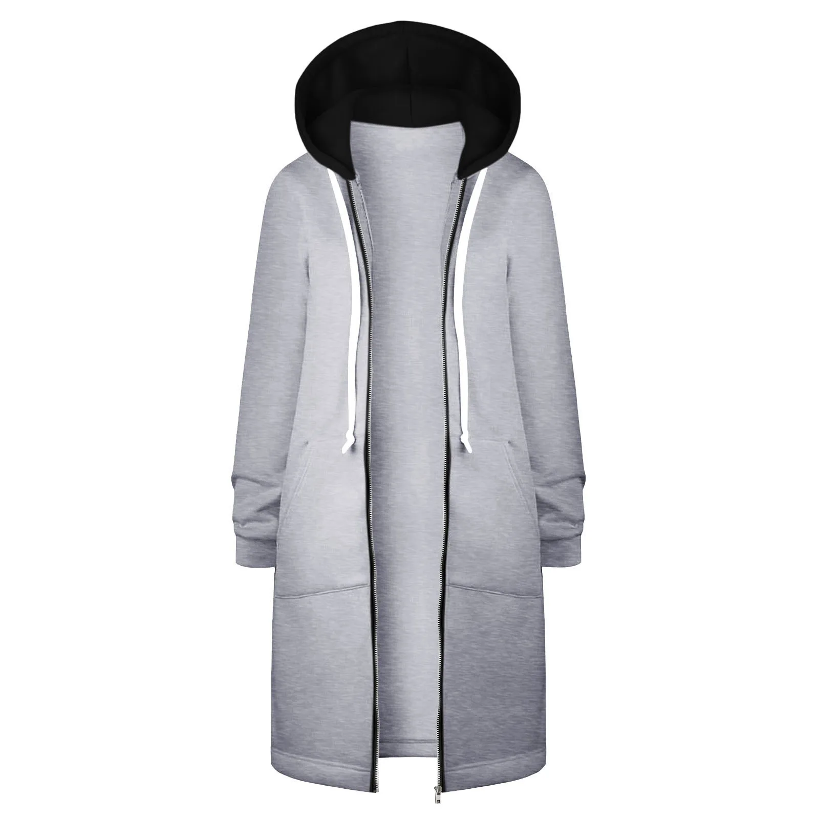y2k Women's Long Sleeve Hoodies Coat Women Daily Wear  Colour Blocking Hooded Hip Zip Straight Sweatshirt All-Match Clothing