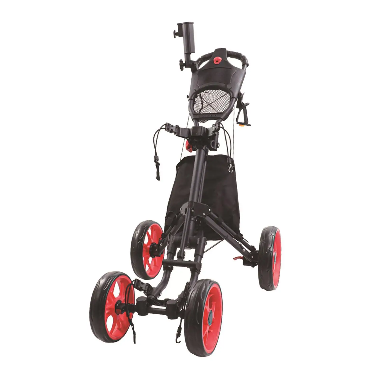 골프 푸시 카트, 컴팩트 4륜, 휴대용, 접이식 골프 트롤리 다기능, 알루미늄 합금