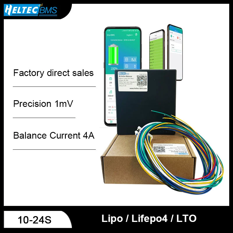 Precisão 4a 15a Equilíbrio Ativo 4s24s Li-on Lifepo4 Lto Celular com Bluetooth App Balanceador Equalizador 1mv