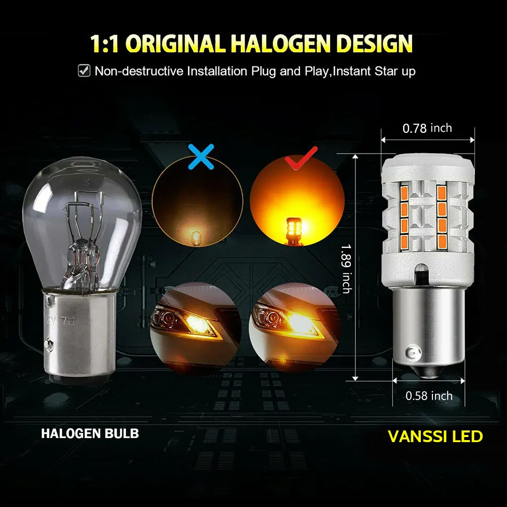 VANSSI – ampoule de clignotant LED PY21W, jaune ambre, haute