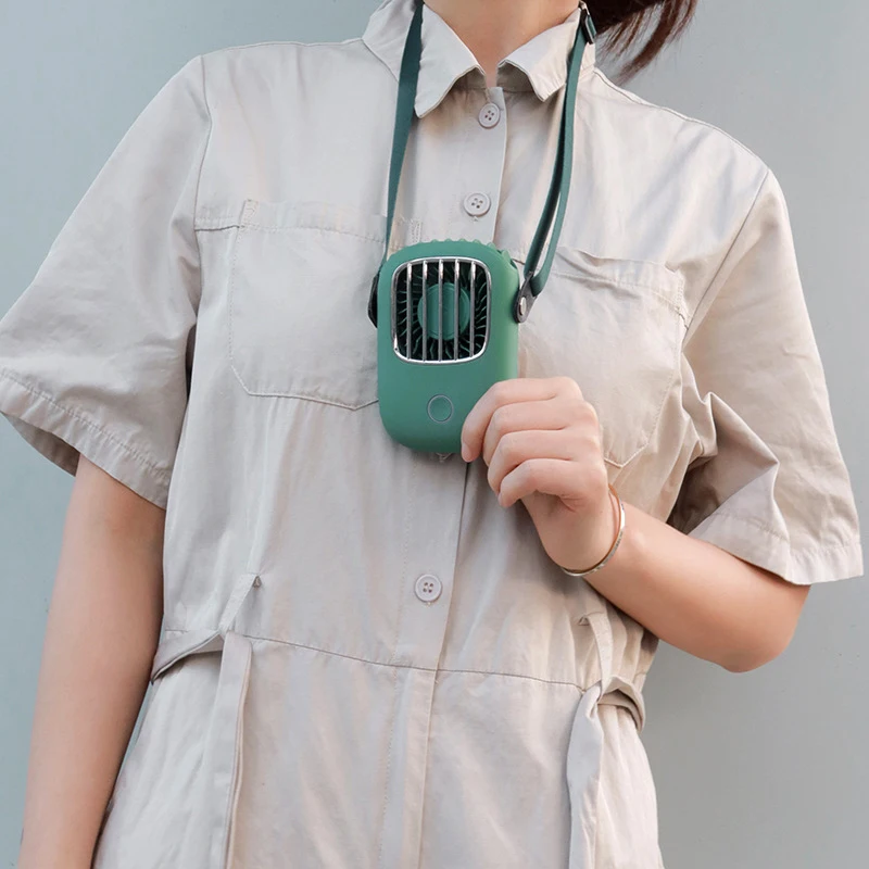

Mini Portable Hanging Neck USB Fan Mute Handheld Desktop Fan with 3 Gears Adjustable Air Cooling Ventilador