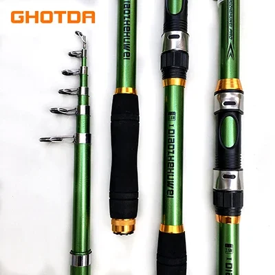 White Spinning Fishing Rod FRP + Carbon Fiber Telescopic Fishing Rods  2.1-3.6M