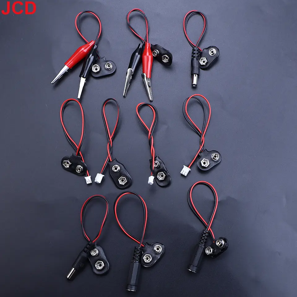 5pc 9V Battery Connector Power Clips DC Jack Male Female Alligator Snap Adapter Wire Holder Cable 9 Volt Lead Socket Plug Barrel image 3