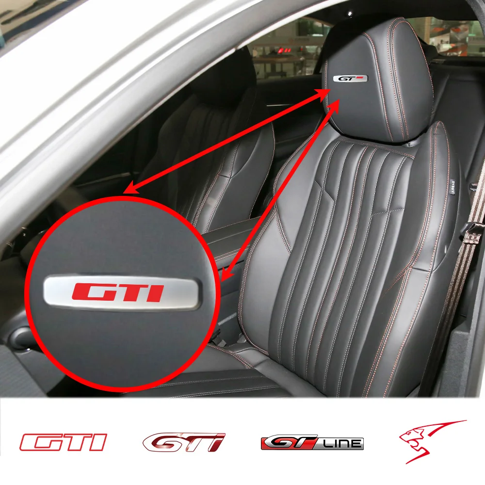 Car Metal Emblem Seat Stickers Auto Anti-Kick Pad Floor Mat Badge For Peugeot Gt Line Gt Gti Sport Gti 208 308 301 408 Expert