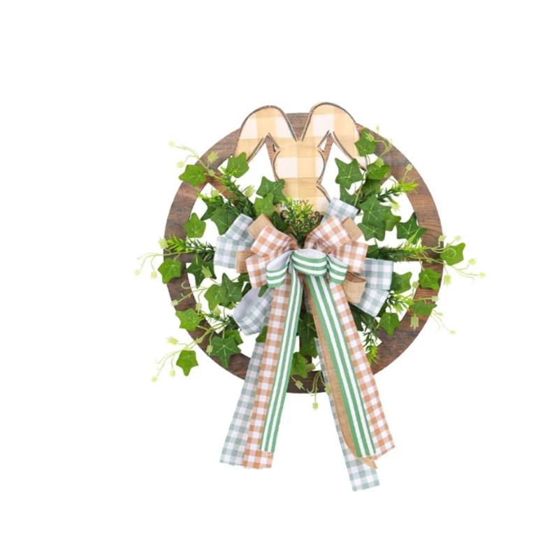 

Easters Wooden Rabbit Wreath Spring Artificial Wreath Garlands for Easters Holiday Party Wall Decorations
