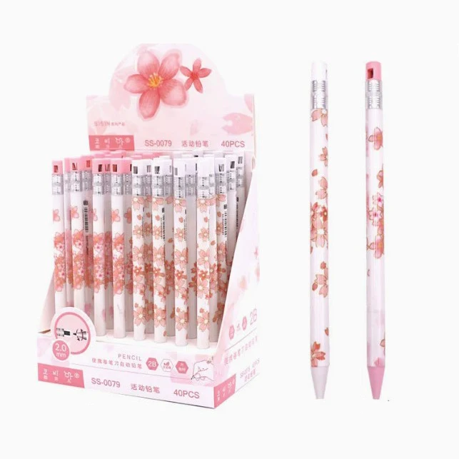 4Pcs/Set 2.0mm Kawaii Automatic Pencil Plastic Pencil Student Painting Writing Stationery School Office Supplies 2