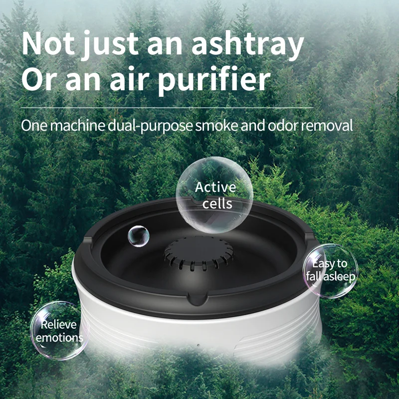 2 In 1 Electric Ashtray Air Purifier Type-C Charging Intelligent Sensing Purification Smoke Dustproof Ash Tray Cigarette Holder air purifier ashtray