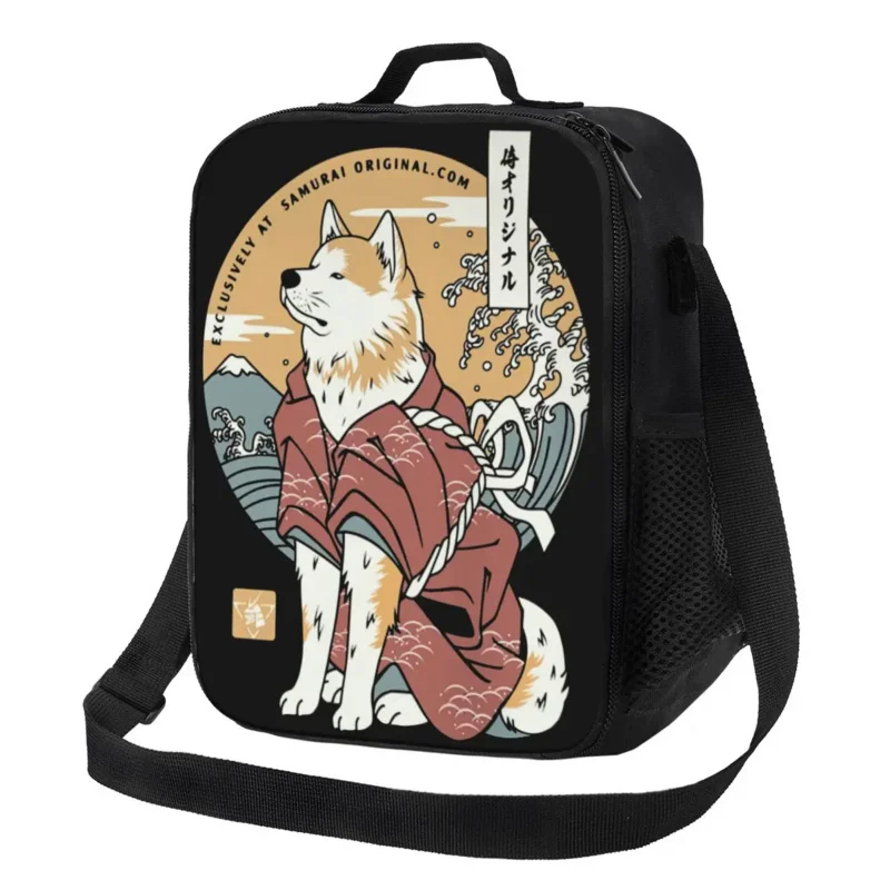 

Akita Dog Samurai Warrior Insulated Lunch Tote Bag for Japanese Cartoon Animal Cooler Thermal Food Bento Box Outdoor Travel