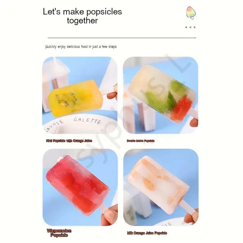 4-Link Old Popsicle Mold With Lid Reusable Children's Creative Popsicle Mold Homemade Mung Bean Popsicle Ice Cream Frozen Molds