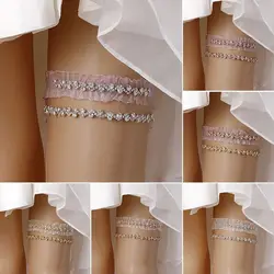Shiny Lace Flower Leg Garter Bridal Bling Bling Glitter Crystal Thigh Ring Rhinestones Thigh Belts Women