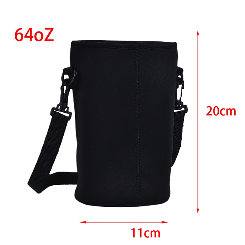 Water Bottle Sports Bottle Water Bag 36oZ/64oZ Water Bottle Cover Bag Pouch W/Strap Neoprene Water Pouch Holder Shoulder Strap Black Bottle Carrier Insulat