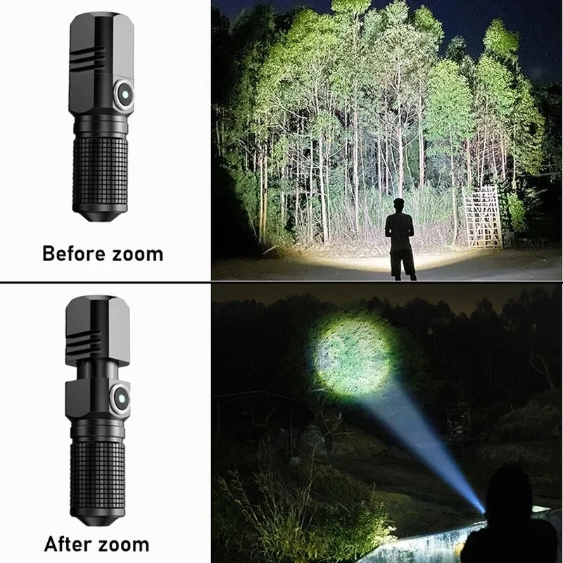Torcia Tattica LED Ricaricabile USB 5V - Super Luminosa 500m, Zoomabile, Impermeabile - Luce Da Lavoro Portatile