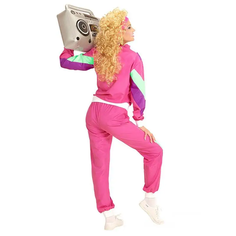 

80s Costumes For Women Long Sleeve Women Disco Tracksuit Set Retro Couple Zipper Sports Jacket Carnival Masquerade Clothing