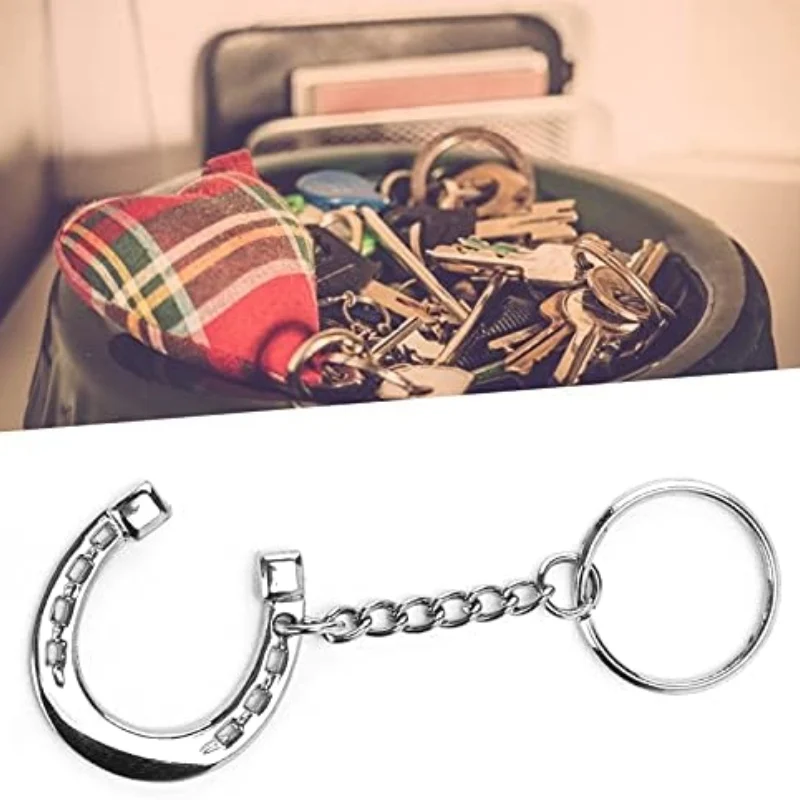 Horseshoe Keychain Zinc Alloy Highly-Polished Keychain Favor Gifts Durable Horse Snaffle Bits Key Ring for Home 6