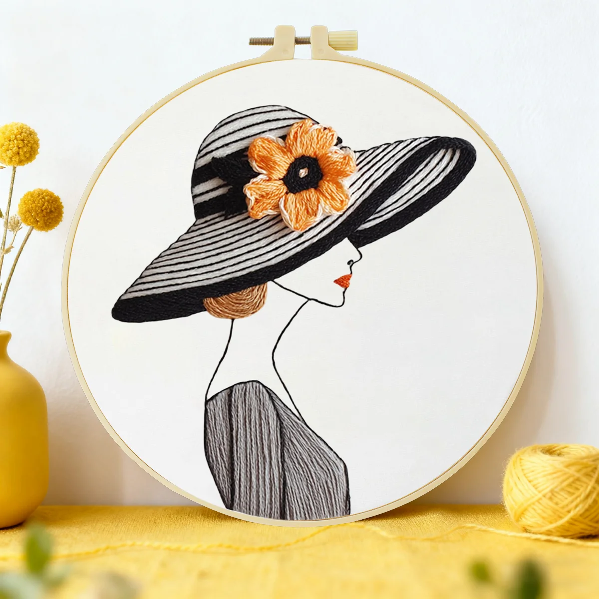 1 Stück 20X20CM/15X15CM 7,87/6,3 Zoll Stickerei-Starter-Kit für Frauen DIY-Kit DIY-Stickerei-Set Handarbeiten Heimdekoration