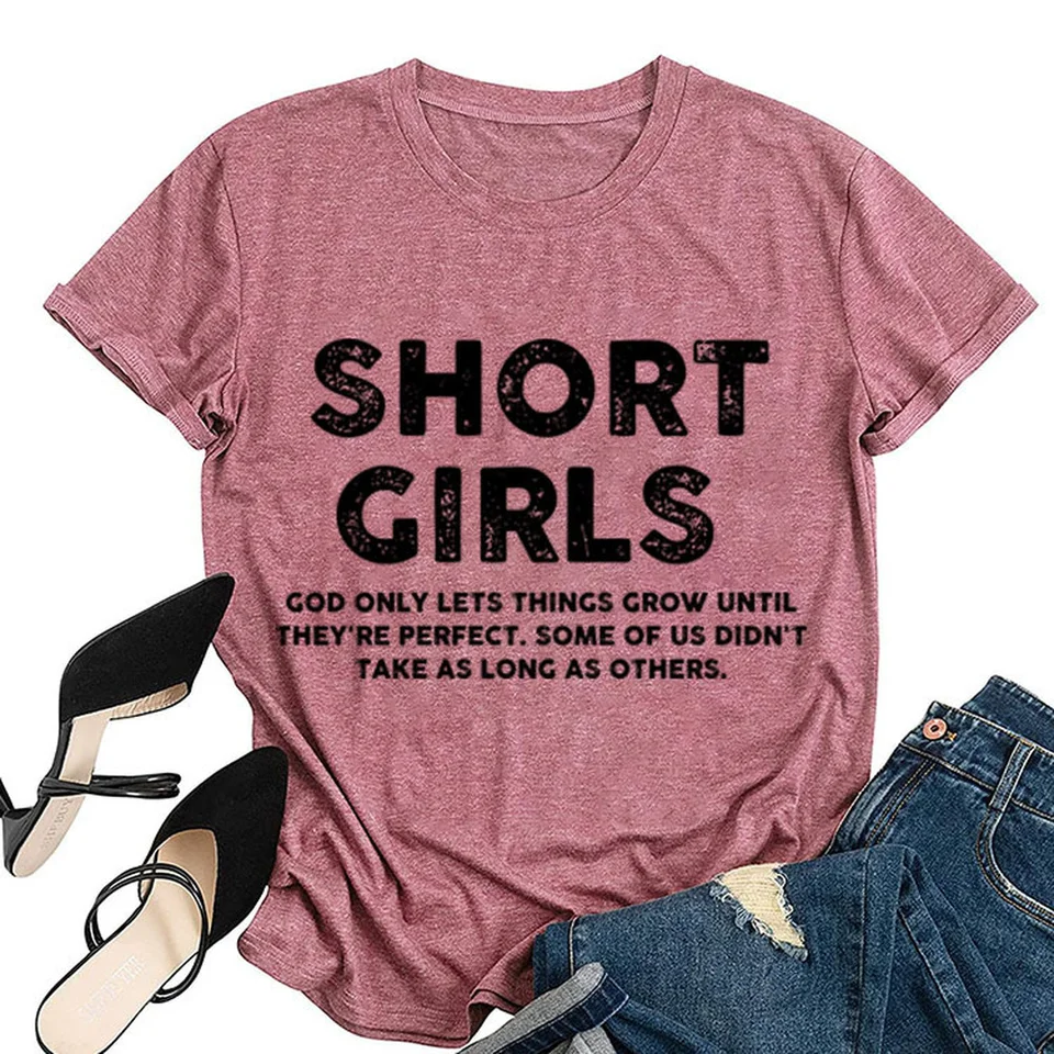 Women's Funny Quote Sweatshirt - 'Short Girls God Only Lets Things Grow' Pullover, Black, Medium, Cotton Blend
