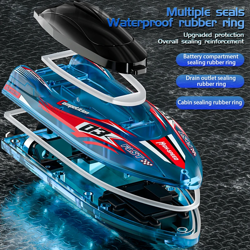Bateau RC 25cm télécommandé - Jouet étanche pour piscine et bain