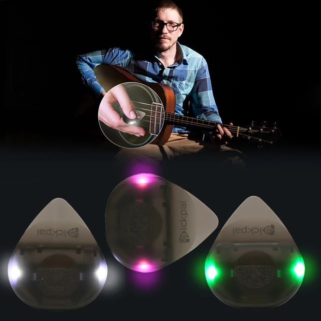 Médiator de Guitare, Médiator de Guitare Lumineux avec Remplacement de  Médiator de Guitare à Lumière LED Haute Sensibilité avec Batterie(Blanc)