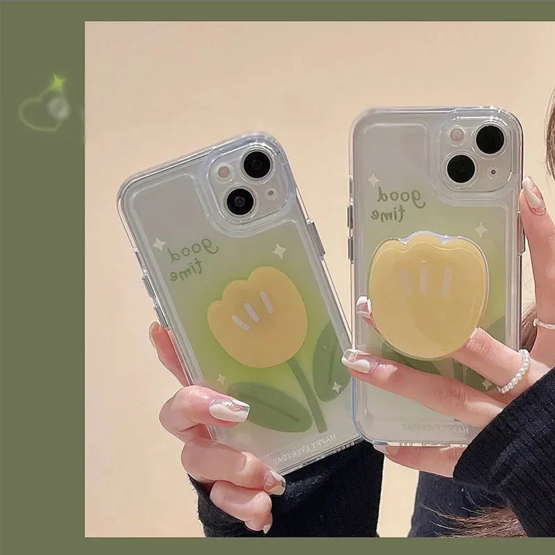 Td112 Yellow Flower Stand For Realme 3I 5I 6S 7 8 Neo2 Gt2 Pro Master Edition Narzo 50I 30 Pro Case Diy Tpu Soft Cover