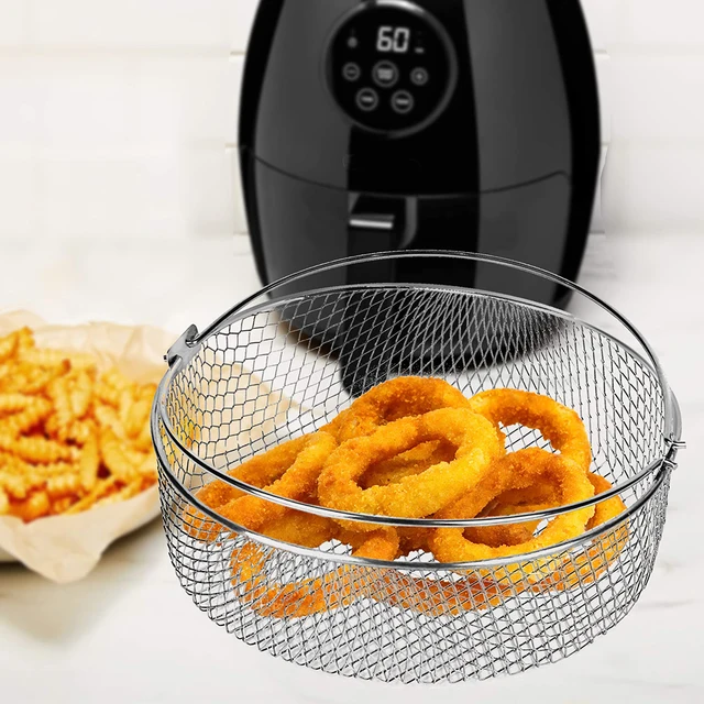 Air Fryer Basket, Steamer Basket, 304 Stainless Steel Mesh Basket for Air  Fryer, Air Fryer Accessory 8 inch Basket with Handle