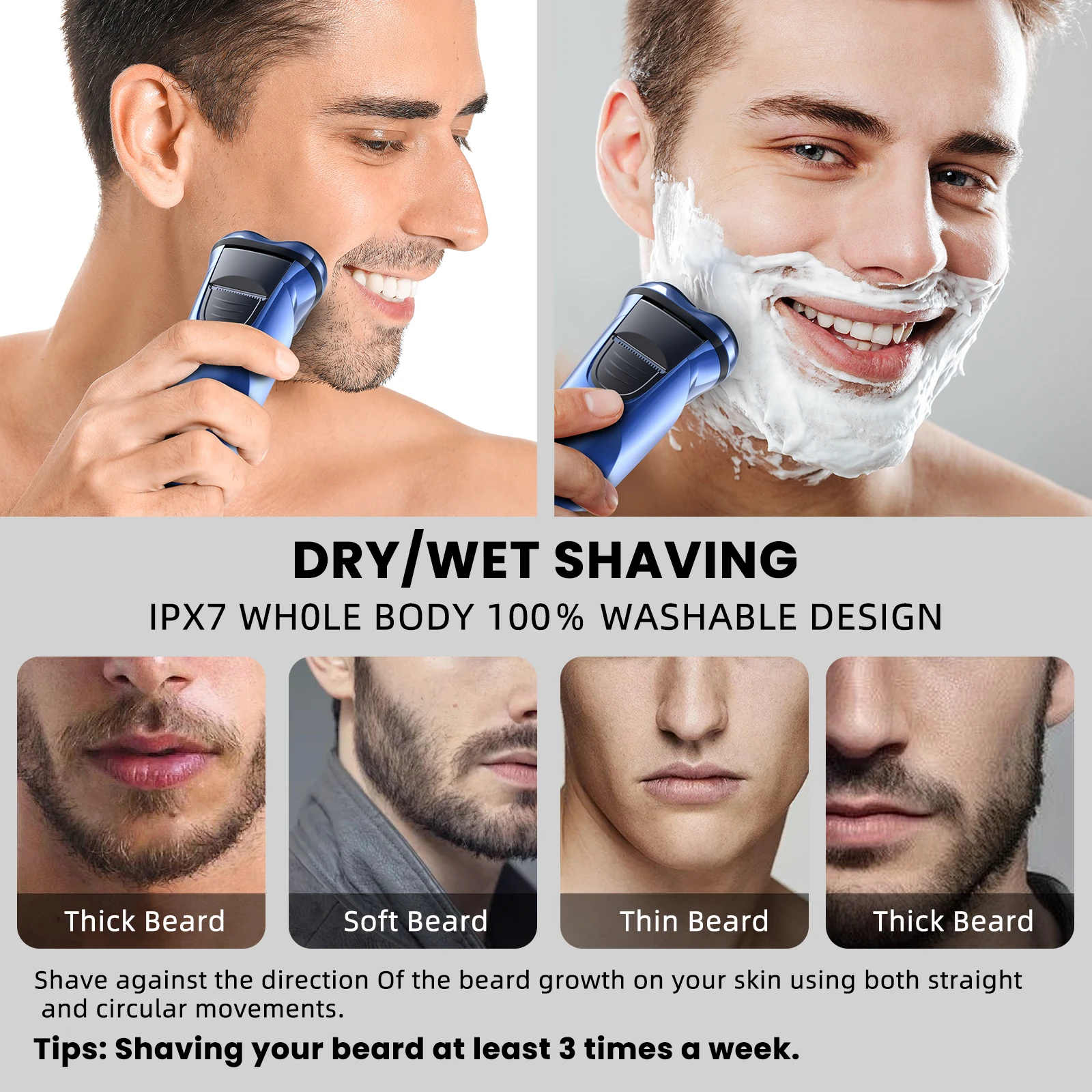 Sejoy Electric Razor for Men Rechargeable Electric Shavers Rotary Portable Travel Razor Idea Gift Beard Trimmer 5