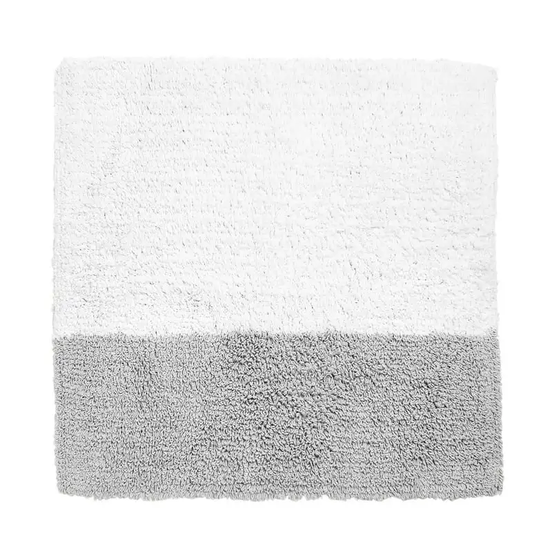 

Block Reversible Cotton Bath Rug, Gray/White, 20"x30"