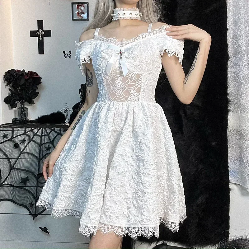 chinese dress ladies Dark In Love - Gothic Sexy Black Purple Lace Mini Black - Dress