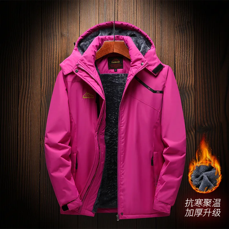 Ski Clothing Hardshell Outdoor Large Size Plus Pile Thick Mountaineering Clothing For Women And Men Couples Warm Ski Jacket