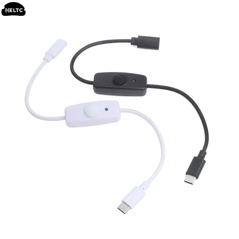 USB C타입 범용 익스텐션 케이블, ON/OFF 스위치 전원 단추, 30cm 충전 익스텐션 케이블, 화이트 블랙