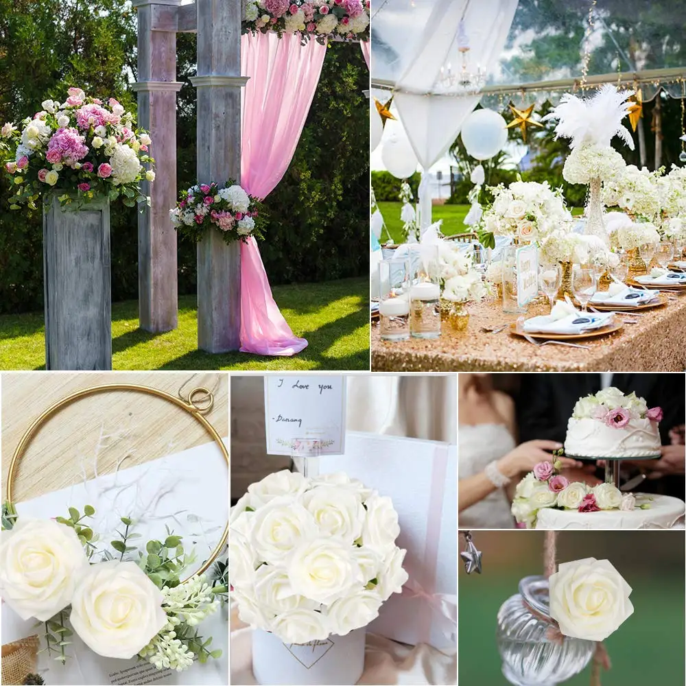 Artificial Roses 25pcs Foam Fake Wedding Bouquets Centerpieces Mothers Day Valentines Gifts Party Decoration