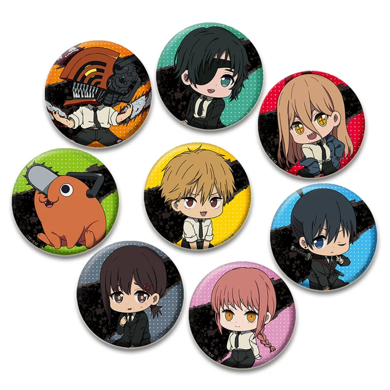 

Chainsaw Man Cartoon Snap-in Brooches for Backpack Cothes Accessories Anime Collection Badge Hat Decoration Denji Pochita Makima