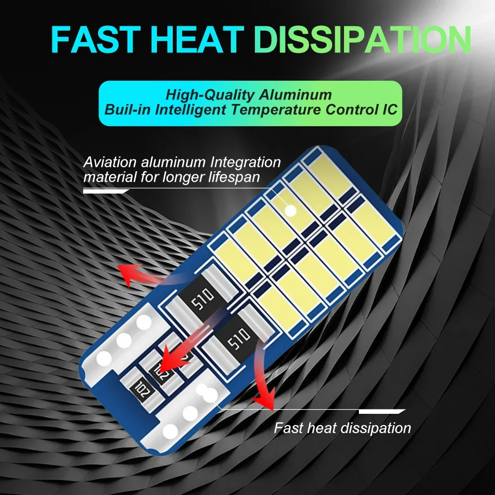 10pcs T10 LED ���� Canbus 5W5 �ڵ��� W5W LED ��ȣ�� 12V 6000K �ڵ� ���� ���̵� ���׸��� �� ���� ���� 4014 24SMD ȭ��Ʈ