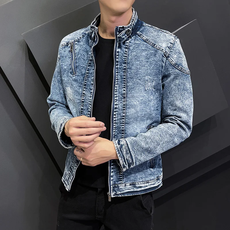 

Spring and Autumn Men's Outwear High Quality Men's Brand Top Retro Casual Fit Solid Denim Outwear Fashion Street Wear