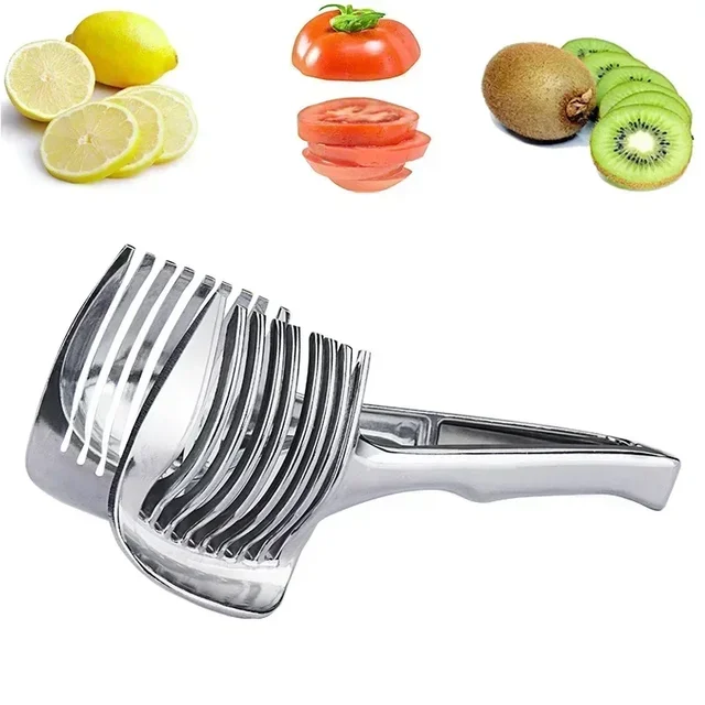 Stainless Steel Kitchen Handheld Orange Lemon Slicer Tomato Cutting Clip Fruit Slicer Onion Slicer KitchenItem Cutter Accessorie 5