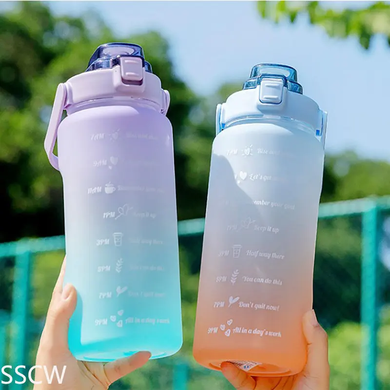 Kawaii Sports Motivational Water Bottle 2l Set Large Capacity Drinking Cup  For Boys And Girls, Ideal For School, Hiking, And Jogging From Stamp2022,  $5.68