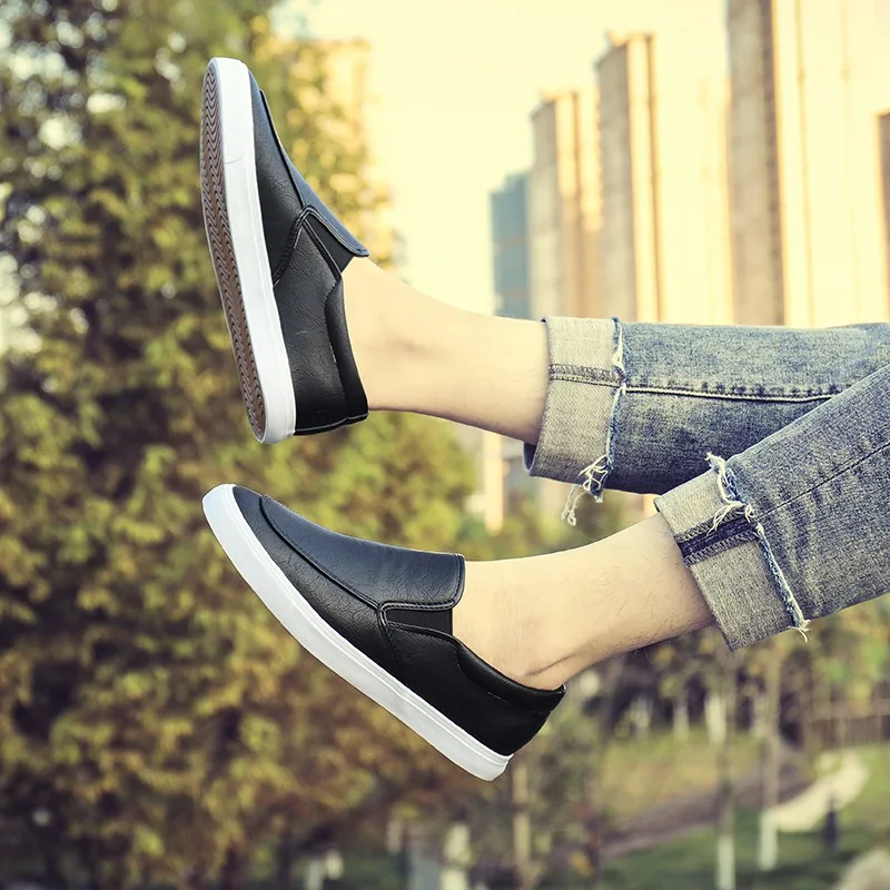 2024 Spring Summer White Black Shoes Men Slip-on Flat Casual Brand Male Footwear Cool Young Man Street Style 4
