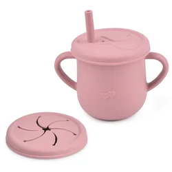 Silicone BPA-Free Kids Snack & Drink Cup with Lid - 200ml (1Y19 Set)