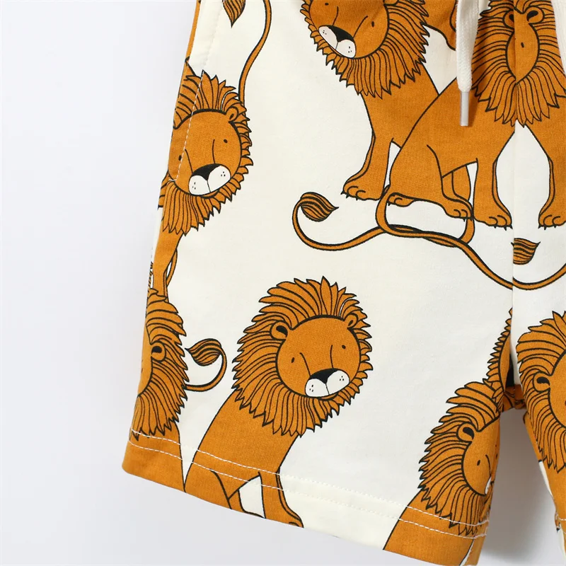 Jumping Meters Summer Lions Print Boys Shorts Drawstring Cotton Hot Selling Animals Toddler Kids Short Pants