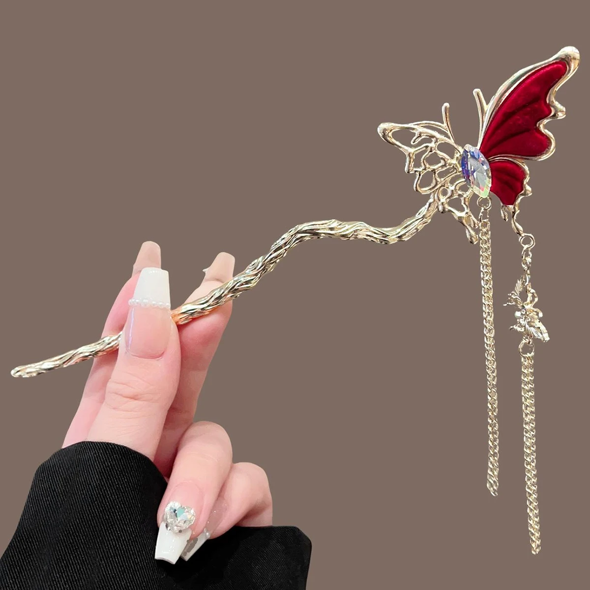 1pc Chinese Style Butterfly Tassel Hair Stick For Women Hair Clip Pin Vintage Hairpins Headwear Wedding Headdress Accessories