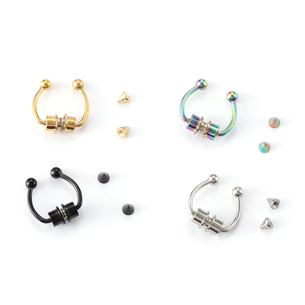 Magnetic Nose Rings Women Fake Piercing Nose Ring Hoop Septum Non Piercing Nose Clip Rock HipHoop Stainless Steel Magnet Fashion Punk Body Jewelry