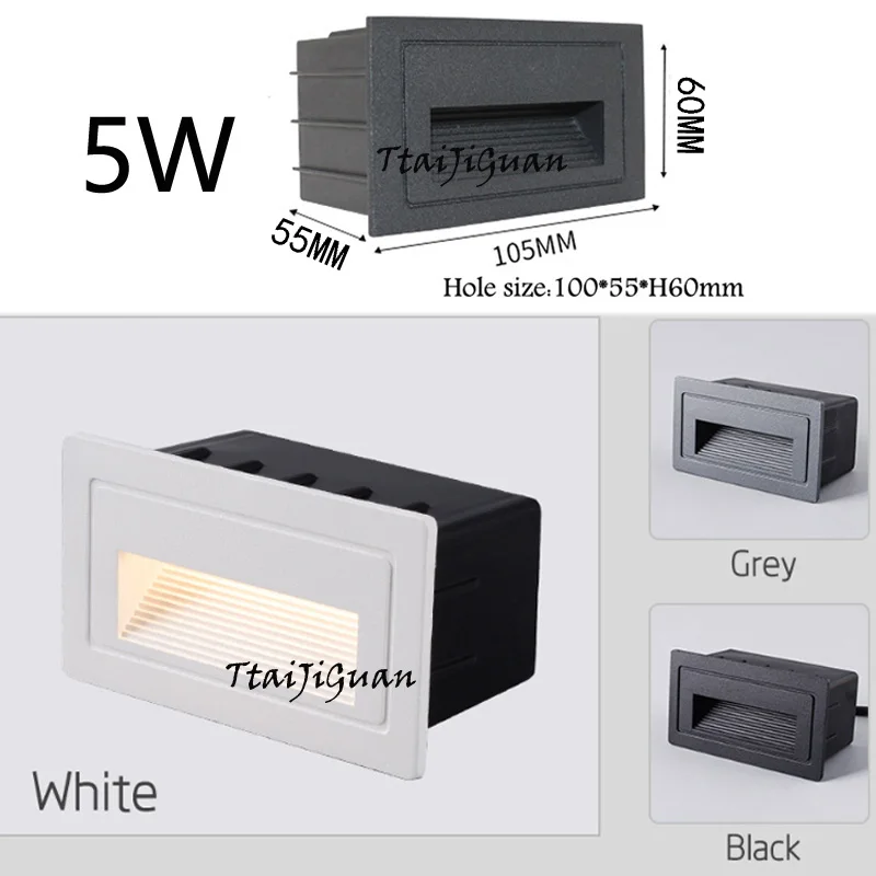 58MM/86MM LED Wall Lamp 3W 5W Aluminum Stair light Recessed LED Step Lamp Pathway Wall Corner Lamps AC110V 220V Light DC12V